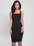 Jet Black Solid Square Neck Sleeveless Bodycon Dress
