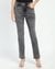 Women's Grey Cotton Blend Solid Regular Fit Jeans