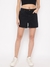 Charcoal Dark Solid High Rise Denim Shorts
