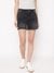 Charcoal Mid Solid High Rise Denim Shorts