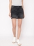 Charcoal Mid Solid High Rise Denim Shorts