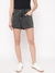 Charcoal Light Solid High Rise Denim Mom Shorts