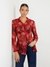 Red Polyester Printed Spread Collar Shirt