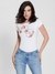 White Printed Round Neck Short Sleeves T-shirt