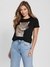 Black Printed Round Neck Short Sleeves T-Shirt