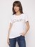 Pure White Printed Round Neck Short Sleeves T-Shirt