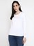 White Solid Round Neck Full Sleeves T-Shirt