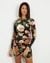 Women's Black Polyester Blend Printed Regular Fit V-neck Full Sleeve Dress