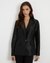Women's Black Polyester Blend Self Design Regular Fit Notched Lapel Full Sleeve Blazer