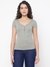 Olympia Mid Organic Glam Mossy Green Solid Henley Neck Regular Fit T-Shirt