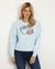 Women's Blue Polycotton Printed Regular Fit Crew Neck Full Sleeve Sweatshirt
