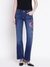 Guess Women Hermosa Carrie Dark Bloom Floral Flare Fit Denim Jeans