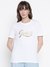 Women White Embellished Round Neck T-shirt
