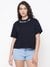Mid Organic Coloured Jet Black Solid Round Neck Regular Fit T-Shirt