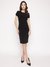 Black Solid Round Neck Bodycon Dress