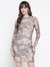 Women Brown Printed Round Neck Dress