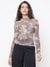 Adriana Mesh Slinky Micro Cheetah Animal Print Turtleneck Regular Fit Top