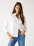 Guess Women's Cream White Embellished Spread Collar Full Sleeve Woven Shirt