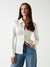 Guess Women's Cream White Solid Spread Collar Full Sleeve Woven Shirt