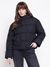 Guess Women Daisy Peony Jet Black Embossed Hooded Neck Regular Fit Puffer Jacket
