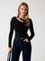 Guess Women Solid Asymmetric Neck Long Sleeves Top