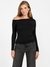 Guess Women's Jet Black Solid Asymmetrical Full Sleeve Julianna Top