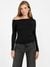 Guess Women's Jet Black Solid Asymmetrical Full Sleeve Julianna Top