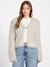 Guess Women's Muted Stone Multi Solid V-Neck Full Sleeve Lara Fuz Yarn Cardigan