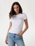 Women White Embellished Round Neck T-shirt