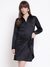 Guess Women Alya Jet Black Solid Spread Collar Regular Fit Shirt Dress
