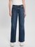Guess Women's Blue Solid Mid-Rise Straight Leg Jeans