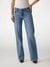 Guess Women's Blue Solid Mid-Rise Straight Leg Jeans