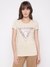 Guess Women's Beige Printed Crew Neck Short Sleeves T-Shirt