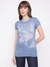 Guess Women's Blue Printed Crew Neck Short Sleeves T-Shirt