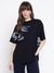 Guess Women Mid Organic Stream Jet Black Floral Round Neck Regular Fit T-Shirt