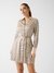 Beige Printed Collar Neck Mini Dress