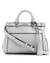 Silver Polyester Textured Mini Satchel Bag
