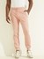 Men Pink Solid Mid-Rise Joggers
