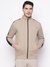 Beige Solid High Neck Jacket