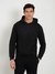 Black Cotton Blend Solid Hooded Neck Sweatshirt