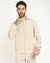 Men's Beige Polyamide Solid Regular Fit Hooded Neck Full Sleeve Jacket