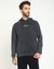 Men's Grey Cotton Logo Regular Fit Hooded Neck Full Sleeve Sweatshirt