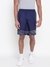 Men Navy Blue Colorblock Loose Fit Shorts