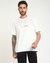 Men's White Cotton Blend Printed Regular Fit Crew Neck Short Sleeve T-shirt