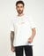 Men's White Cotton Blend Printed Regular Fit Crew Neck Short Sleeve T-shirt