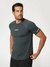Heather Black Solid Round Neck Short Sleeves T-Shirt