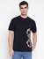 Leroi Jet Black Typography Round Neck Regular Fit T-Shirt