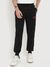 Men Black Solid Mid-Rise Ankle Length Joggers Style Trackpant