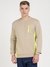 Beige Polyester Blend Solid Round Neck Sweatshirt