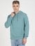 Green Cotton Blend Self-Design Hooded Neck Sweatshirt